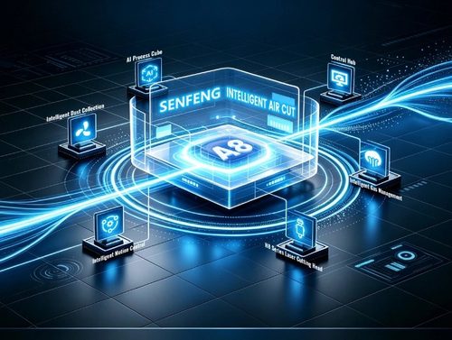 Schéma systému SENFENG Intelligent Air Cutting s řídicím systémem A8